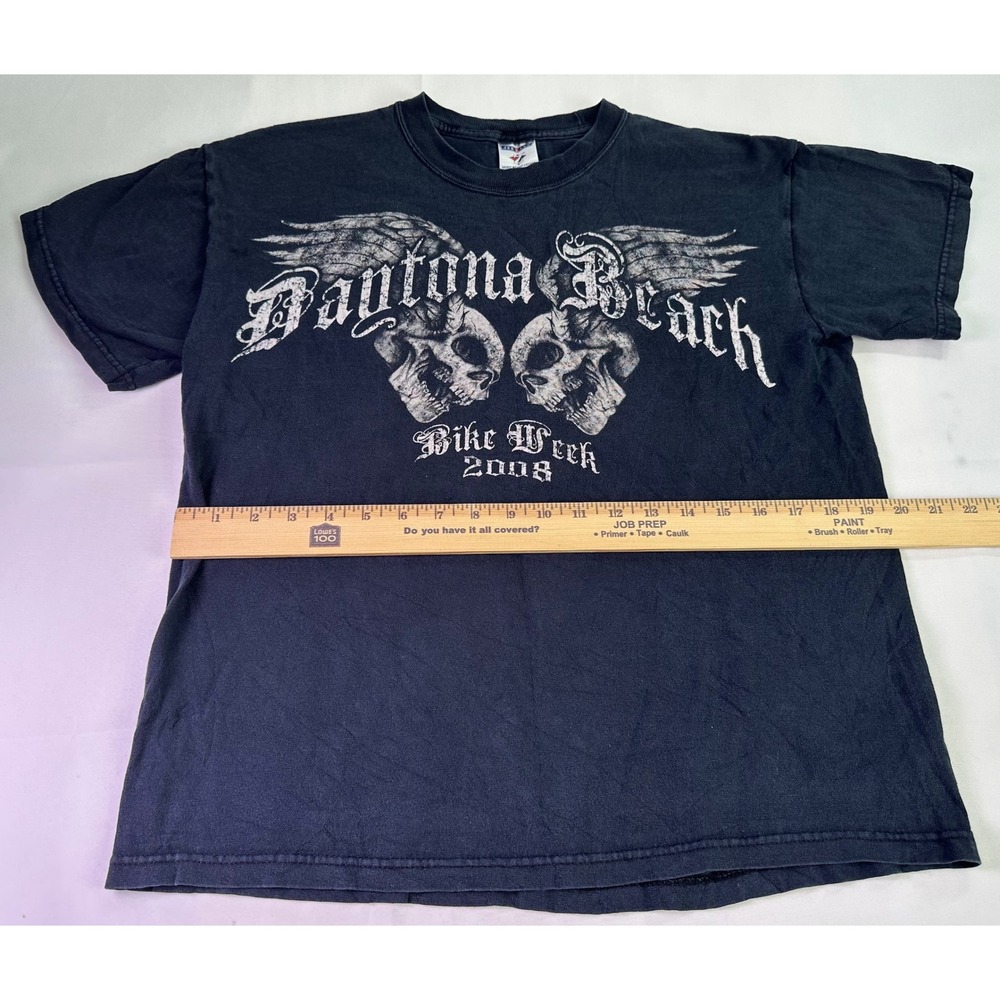 Y2K Daytona Beach Bike Week 2008 T Shirt Men's Medium Skulls‎ Wings Motorcycle - Picture 6 of 7